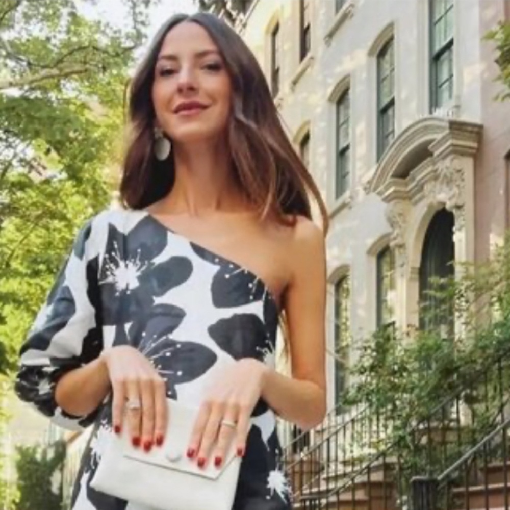 Something Navy One shoulder dress